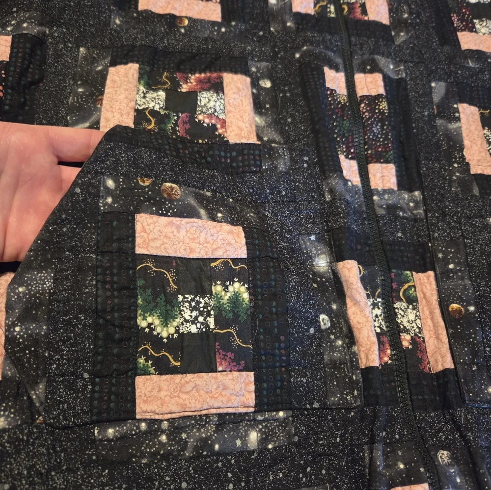 Grandma's Vintage Hand‎ made Quilt Block Quilted Jacket XL Patchwork Grandmacore